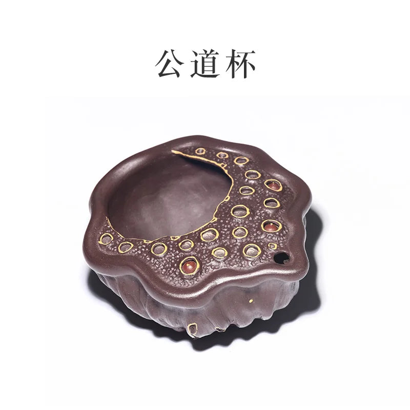 True tea set suit pure manual yixing purple sand of a complete set of kung fu tea lotus filtering small fair mug