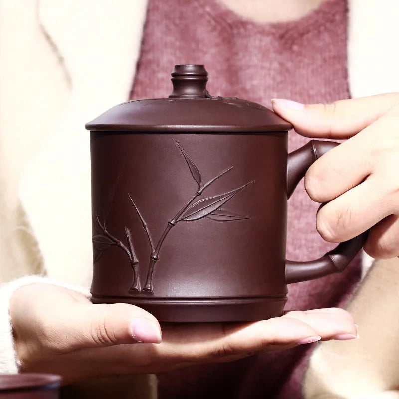 True yixing purple sand cup of pure manual cover cup foam cups office of famous tea custom asparagus cup