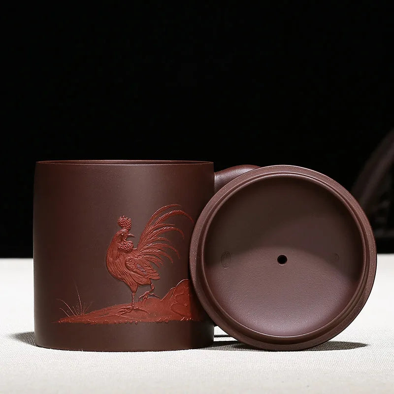 True yixing purple sand cup of pure manual cover cup foam cups pile of old crow purple clay flower mud painting cup