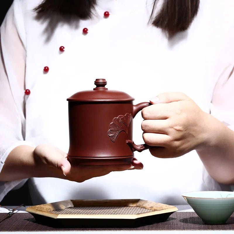 True yixing purple sand cup of pure manual cover cup office cup of the tea cup than military ceramic cup
