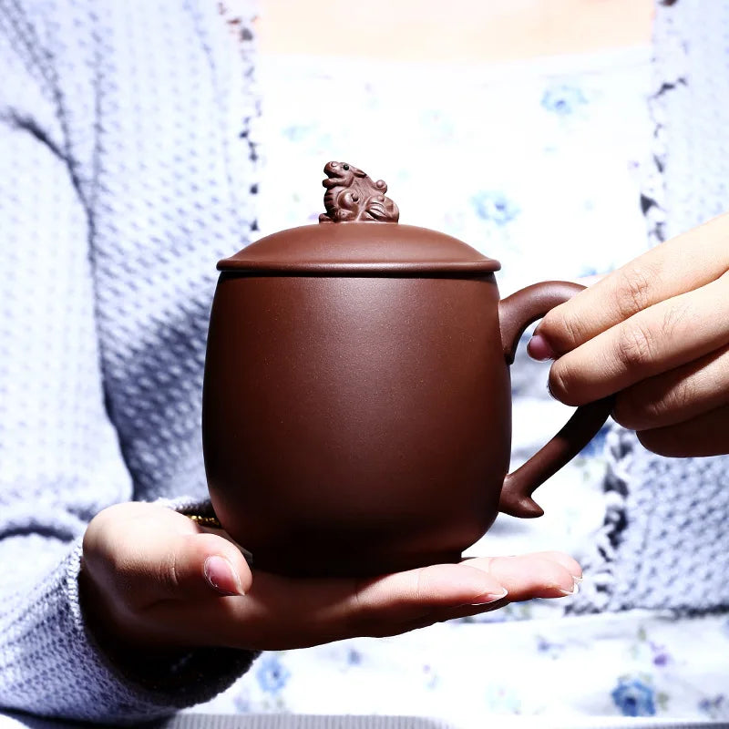 True yixing purple sand cup pure manual violet arenaceous big cups male cover cup dragons cup free gift custom lettering