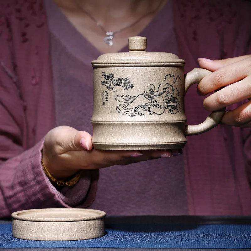 True yixing purple sand cup tank filter lid cup office cup run of mine ore mud tea tea cup joy at large cup