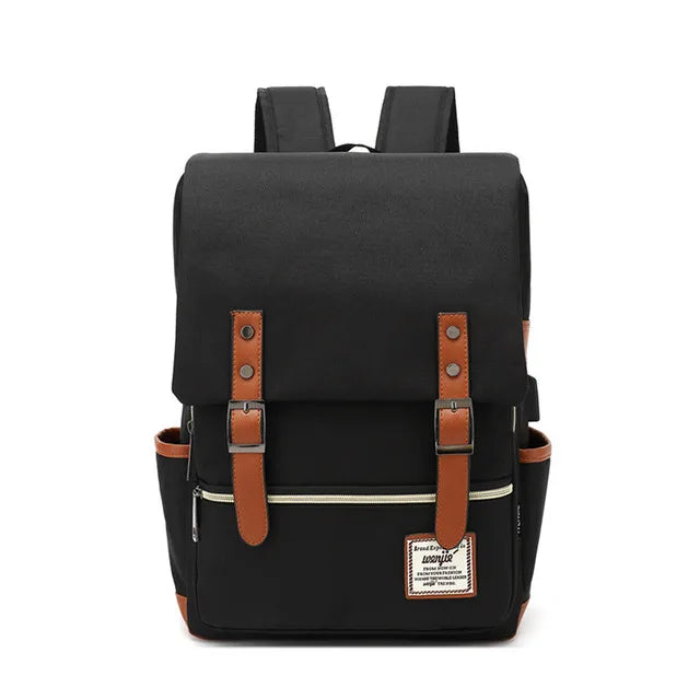 USB Charger Bag Women Canvas Backpacks for Teenager Girls Men Casual Student School Bag Fashion Travel Rucksacks for Laptop