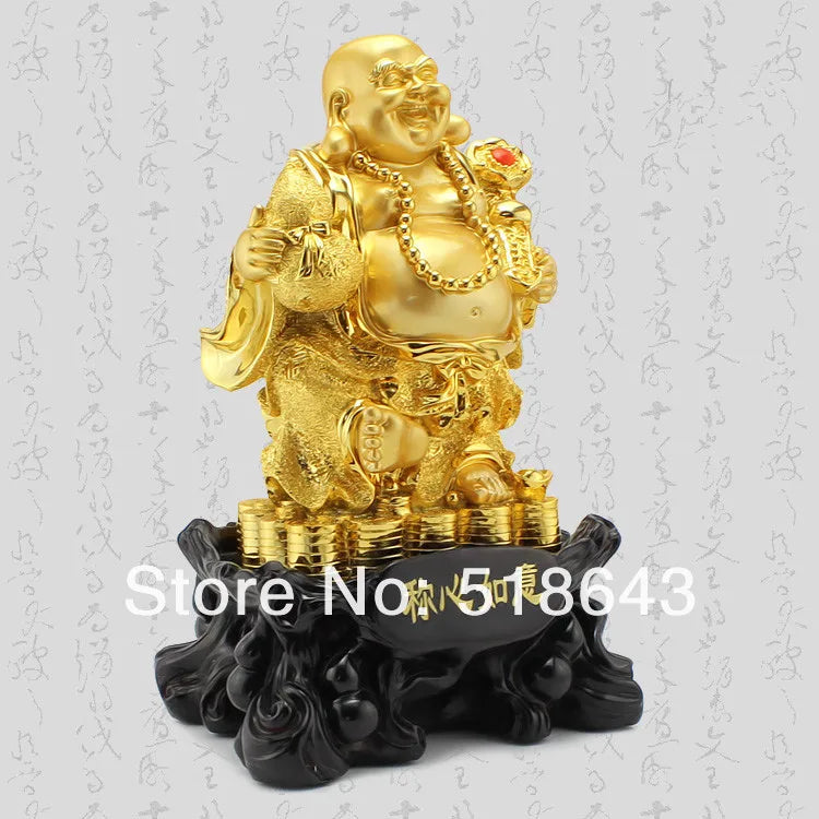 Good luck Gold-plated smiling Buddha maitreya Buddha furnishing articles opening moved into high-end gifts home decoration