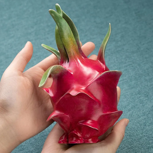Unique 100% Pure handmade 3D bronze carving ART Auspicious GOOD LUCK pitaya Fruits Mascot statue HOME BAR STORE decorative art