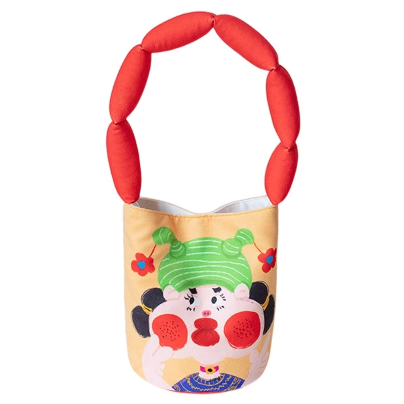 Unique Design Women's Portable Bucket Bag with Eye Catching Cartoon Handbag