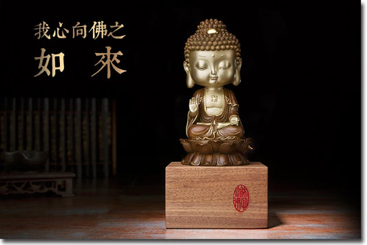 Unique - OFFICE High-grade ART -Business art talisman Decorative Buddha statues brass Hand engraving art sculpture 30CM