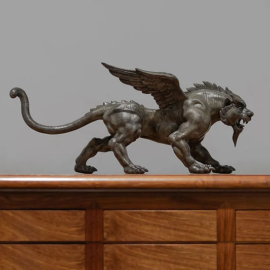 Unique Original TOP COOL Supernatural Mythical Animal Flying dragon Lion tiger Bronze carving statue HOME BAR STORE Game mount