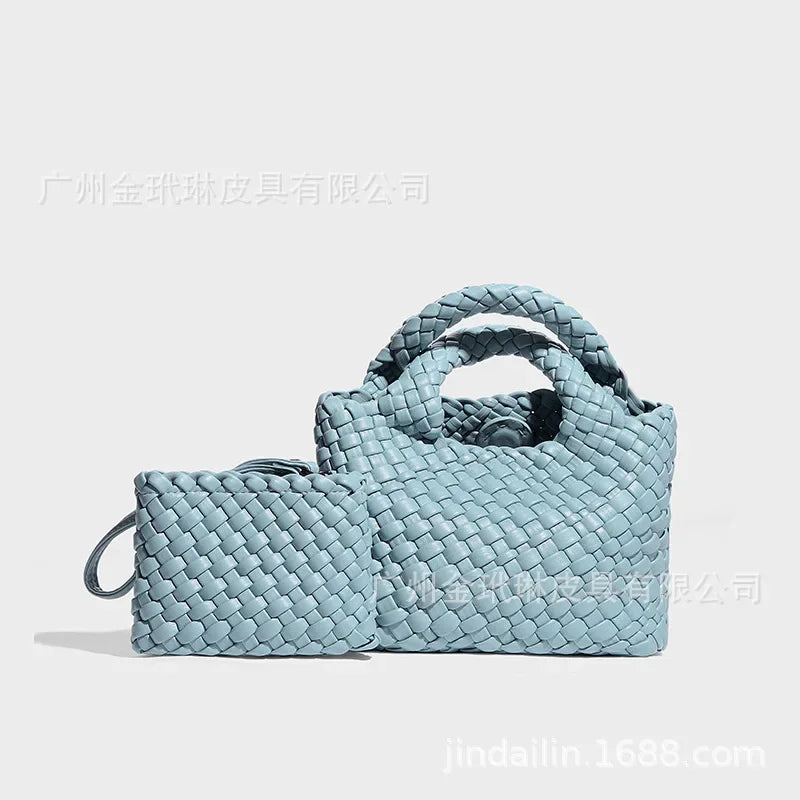 Vegetable Basket Woven Women's Bag Mini Bucket Genuine Leather Shoulder Crossbody Bag Cute Handbag Luxury Designer Handbag