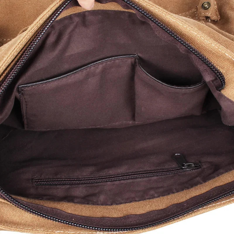 Vintage Canvas Men's Shoulder Korean Casual Crossbody Large Capacity Male Messenger Bag Fashion Handbag
