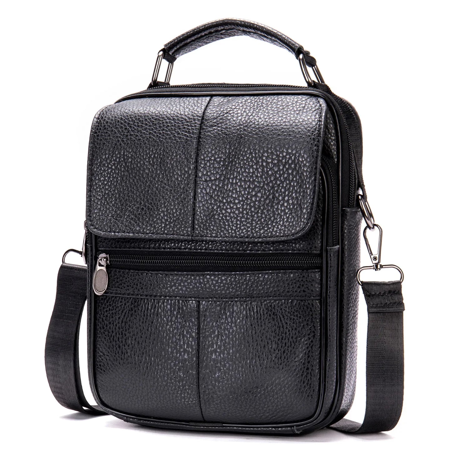 Vintage Cowhide Men's Shoulder Messenger Genuine Leather Vertical Crossbody Business File Bag Casual Man Handbag