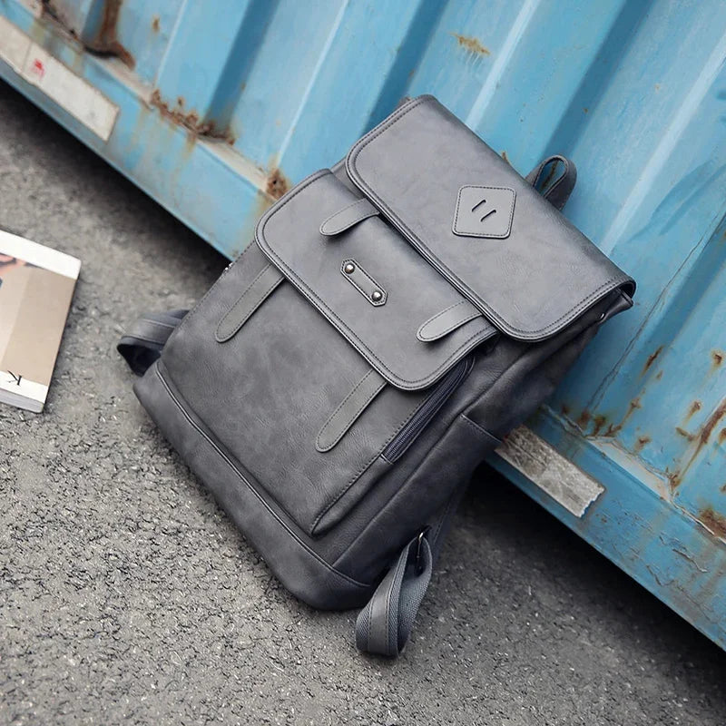 Vintage Leather Women Men Backpack Large Capacity Laptop Casual Student School bag For Boys Luxury Male Travel Shoulder Bag