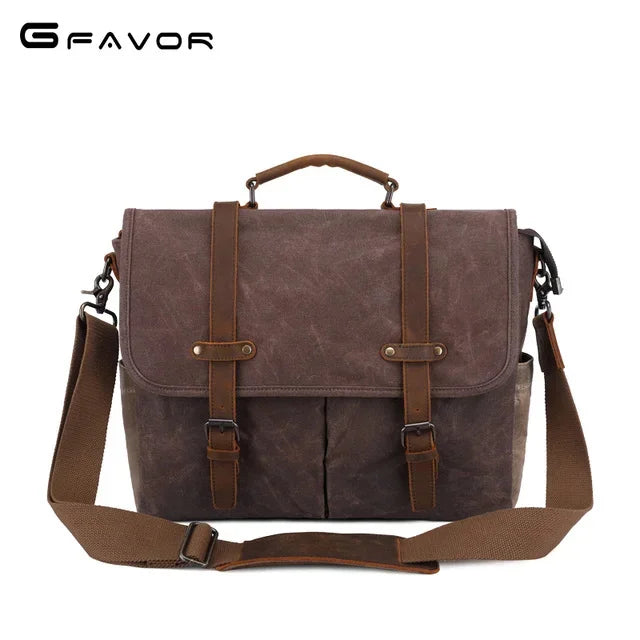 Vintage Men Messenger s Waterproof Canvas Shoulder Man Business Crossbody Bag Male Travel 14 inch Laptop Handbag