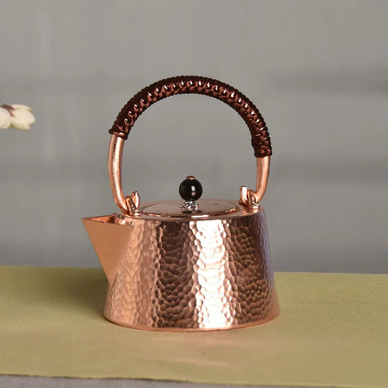 Vintage Metal Teapot, Japanese Tea Kettle, Handmade Coffee Pot Set, Copper Kettle, Small Vintage Water Jug, Gold Kung Fu Tea Set