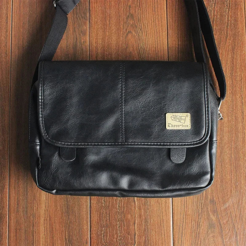 Vintage PU Leather Men's Shoulder Casual Crossbody Large Capacity iPad Messenger Male Fashion Sling Bag