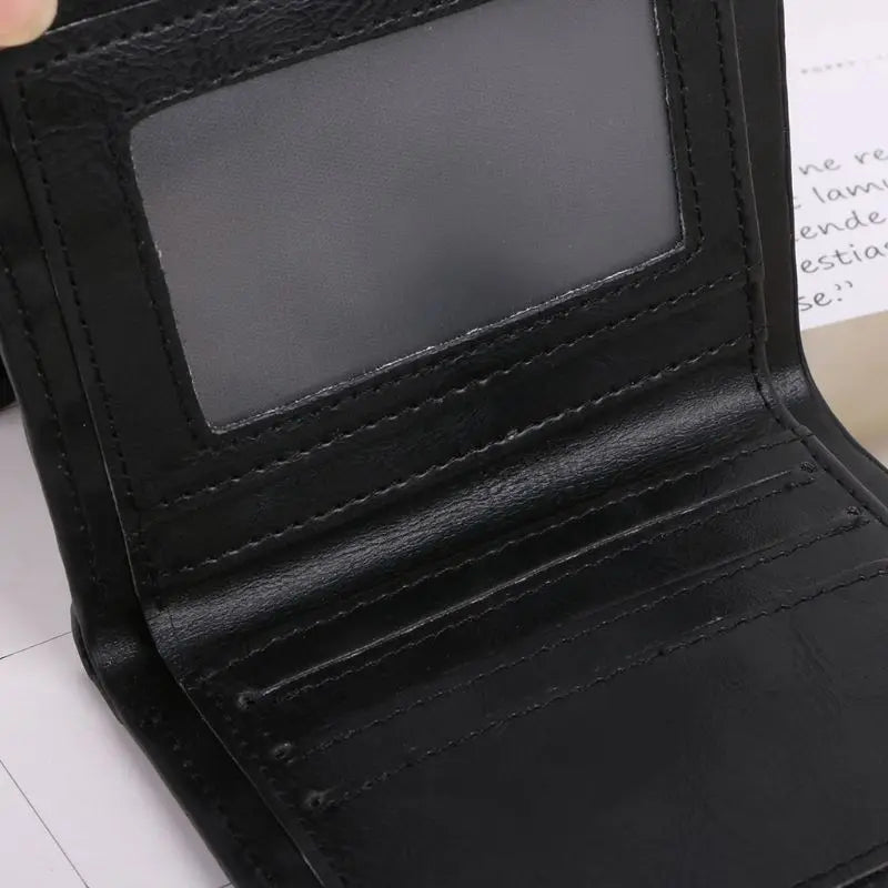 Vintage Skull Leather Wallet With Anti Theft Chain Men Bifold ID Credit Card Holder