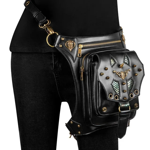 Vintage Steampunk Steam Punk Chain Rock Gothic Retro Travel Women Men leg bag High Quality Hiking Waist Bag