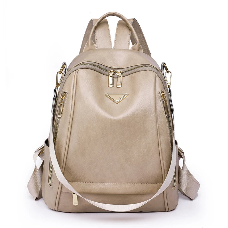 Vintage Women's Oil Wax Leather Backpack Casual Backpacks for School Teenagers Girls Shoulder Bag Travel BookBag Preppy Mochilas
