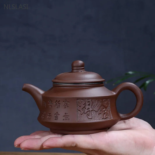 Vintage Yixing Purple Clay Teapot Dragon Design Beauty Tea Pot Raw Ore Zhu Mud Filter Kettle Chinese Zisha Tea Set with Strainer