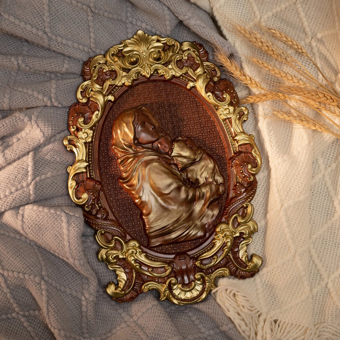 Virgin Mary and Baby Jesus Catholic Religious Statue Christian Home Wooden Wall Decor Gifts for Catholics Free Shipping