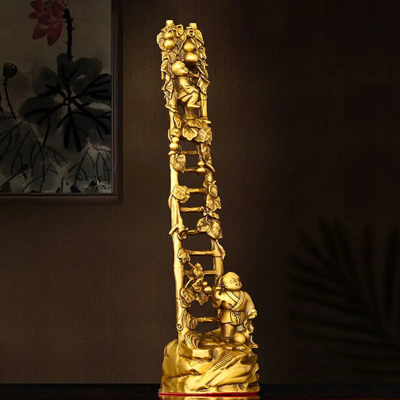 Wealth and Lucky Ladder Ascending Step By Step Decoration All Copper Ladder Home Living Room Decor Craft