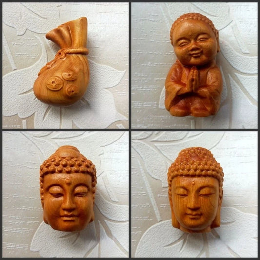 Wealth-bringing Taihang Cliff Cypress Wood Ageing High Oil High-density Sculpture Modern Art Statues for Decoration Desk Decor