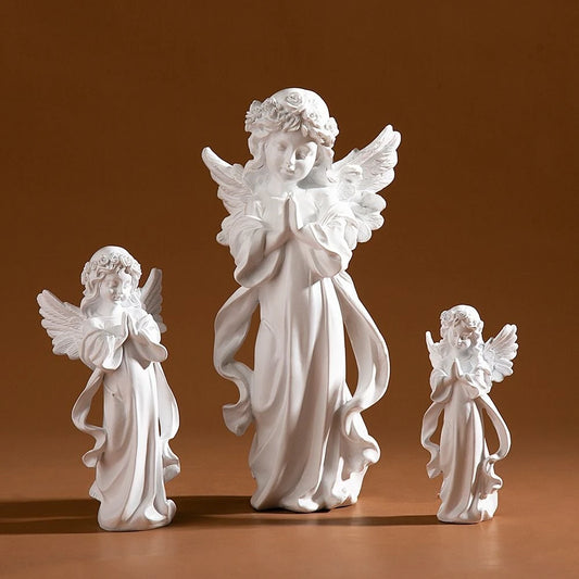 White Praying Angel Girl Figurine Home Decor Carving Angel Statue Living Room Sculpture Crafts Ornaments Home Decoration Gift