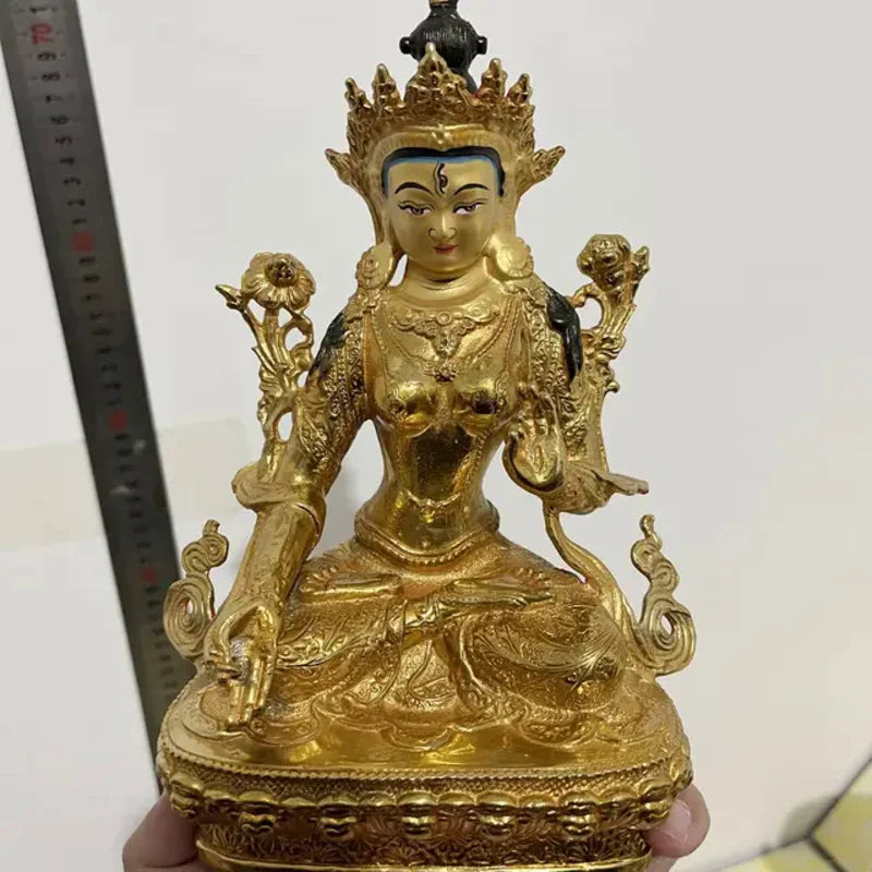 Wholesale Buddhism supply Goddess guanyin Buddha Bless health longevity HOME Temple Worship gilding COPPER Buddha statue