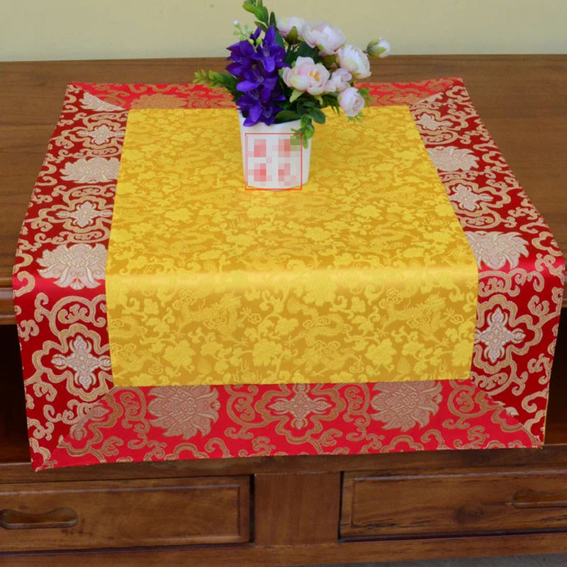 Wholesale Buddhism supply Tibet Nepal family home Temple Auspicious Embroidery Buddha statue Altar cover Table cloth mat 70CM