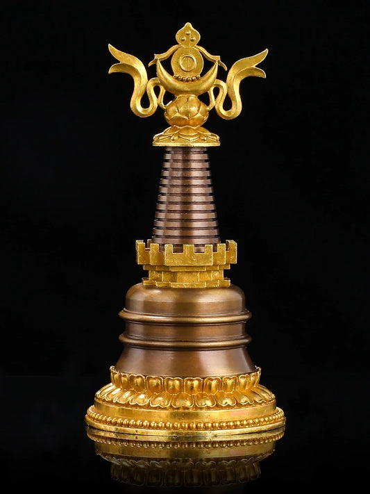 Wholesale Buddhist articles Tantric talisman Tibet Buddhism buddha GEDANGTA dagoba stupa tower BRASS gilding pagoda statue