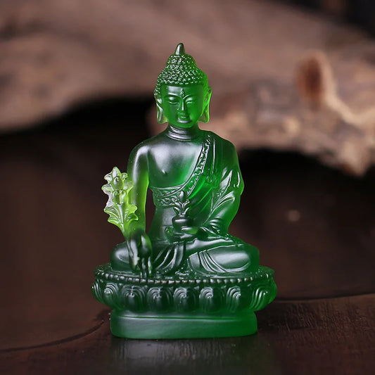 Wholesale Buddhist supplies--7 color -home Temple Buddhism ART the Medicine Guru Buddha Crystal resin Decorative Buddha statue