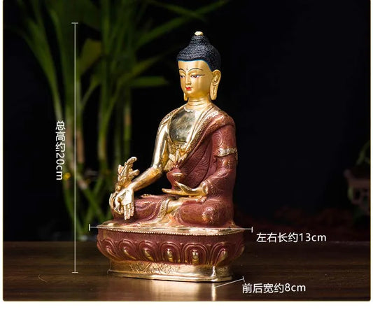 Wholesale Buddhist supplies HOME Family efficacious Protection gilding the Medicine Pharmacist Buddha Buddhist Mantra statue