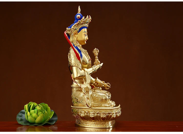 Wholesale Buddhist supplies High grade gilding gold Vajrasattva Omnipotent Buddha statue HOME family effective protection good