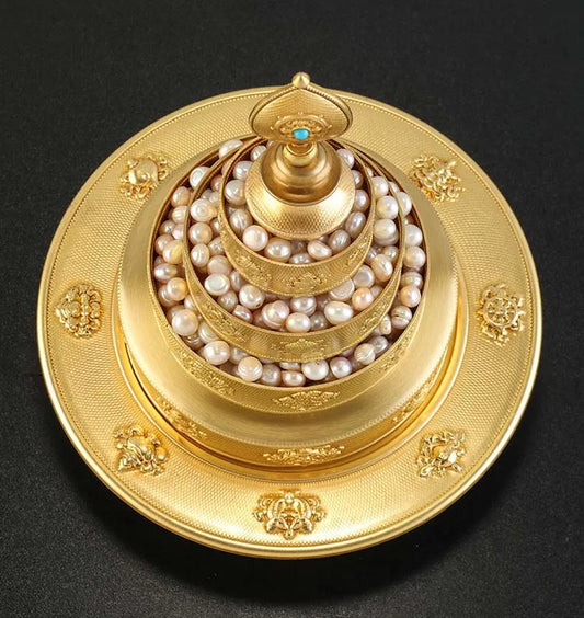 Wholesale Buddhist supplies Temple family hall worshipping Eight Auspicious Symbols of Buddhism Manja Mandala gilding statue
