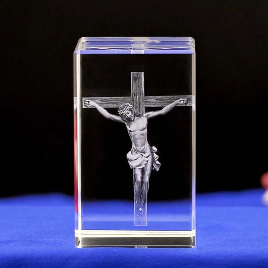 Wholesale Christian Catholicism Religion Supplies Christ Jesus cross Jesus Crucifixion 3D crystal statue Ornament