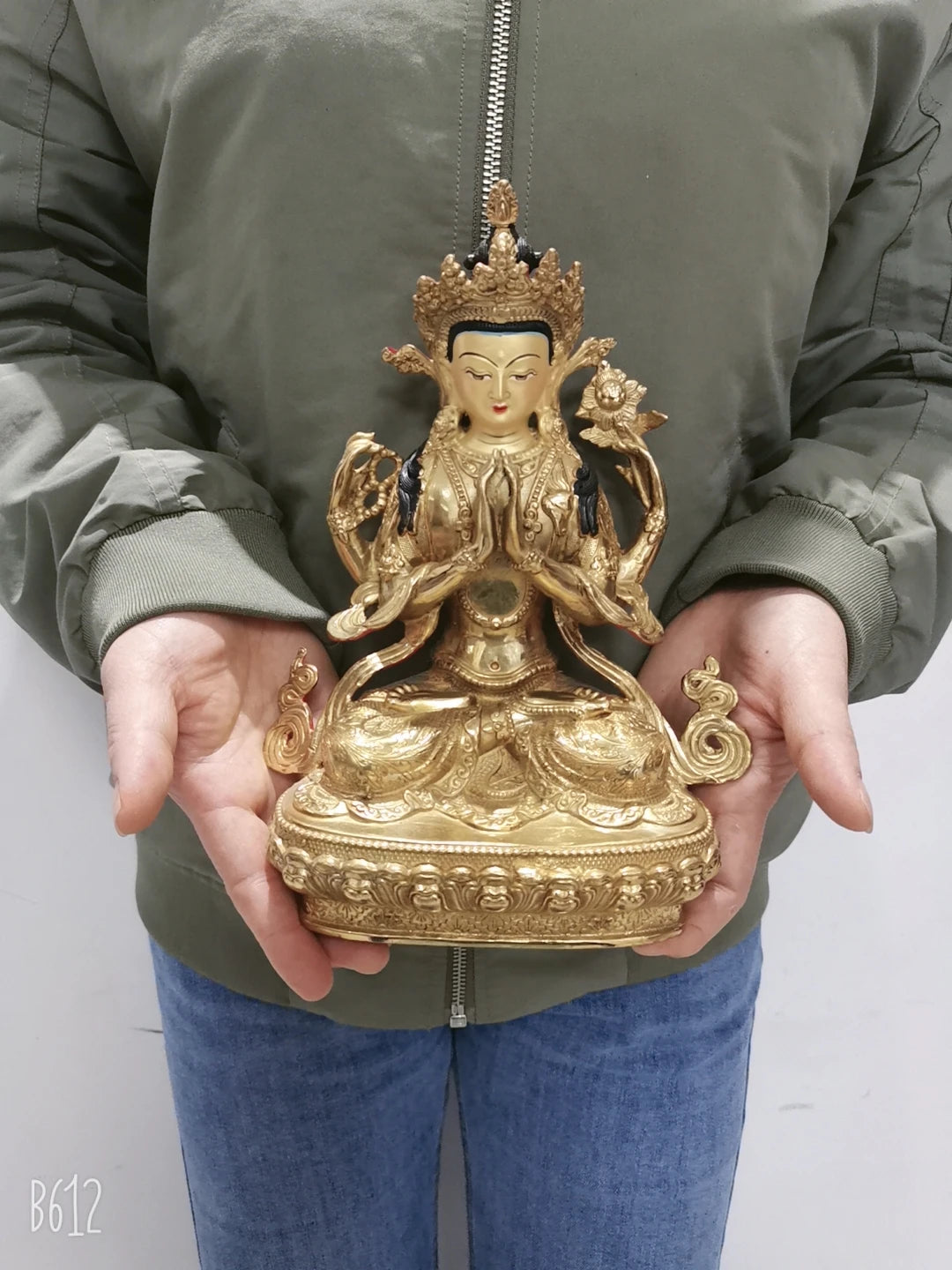 Wholesale Tibet Buddha statue gilding Worship Four-armed Avalokitesvara Bidhisattva Guanyin Buddha statue Family protection