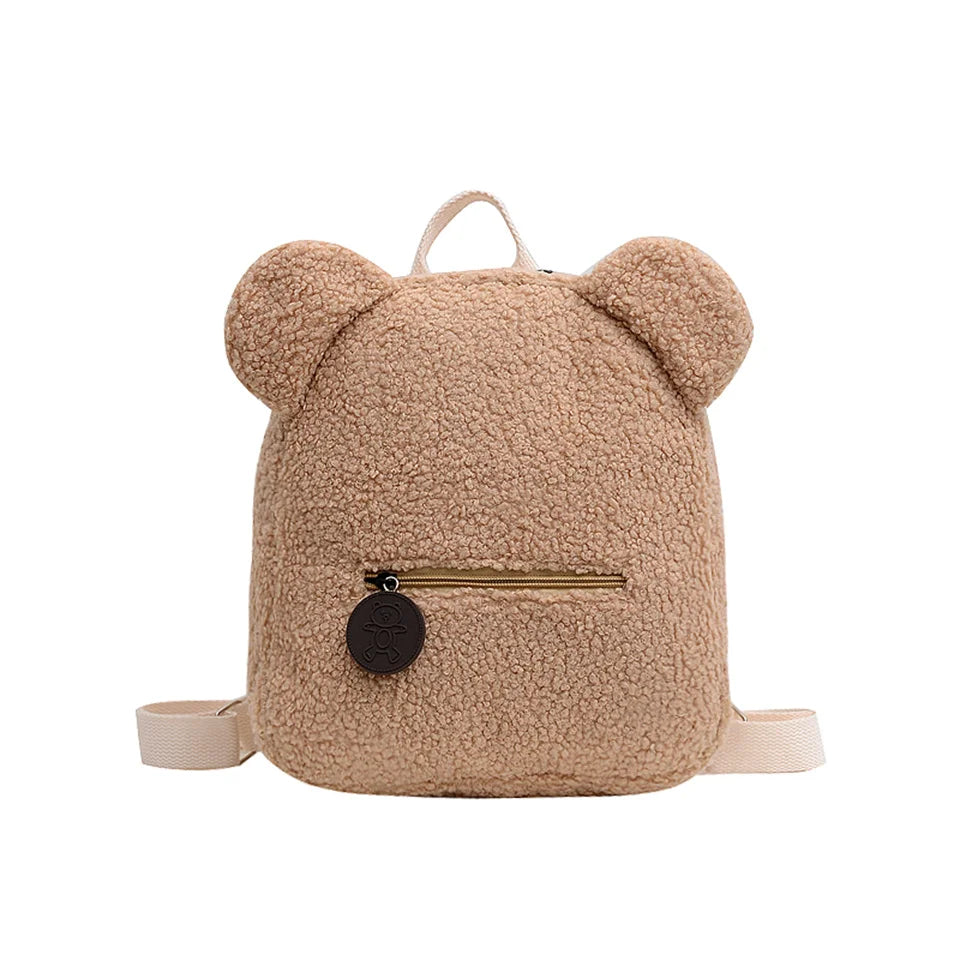 Woman Cartoon Plush Backpack New Embroidery Cute Backpack For School Bear Ears Anima Small Backpack Kawaii Bookbag