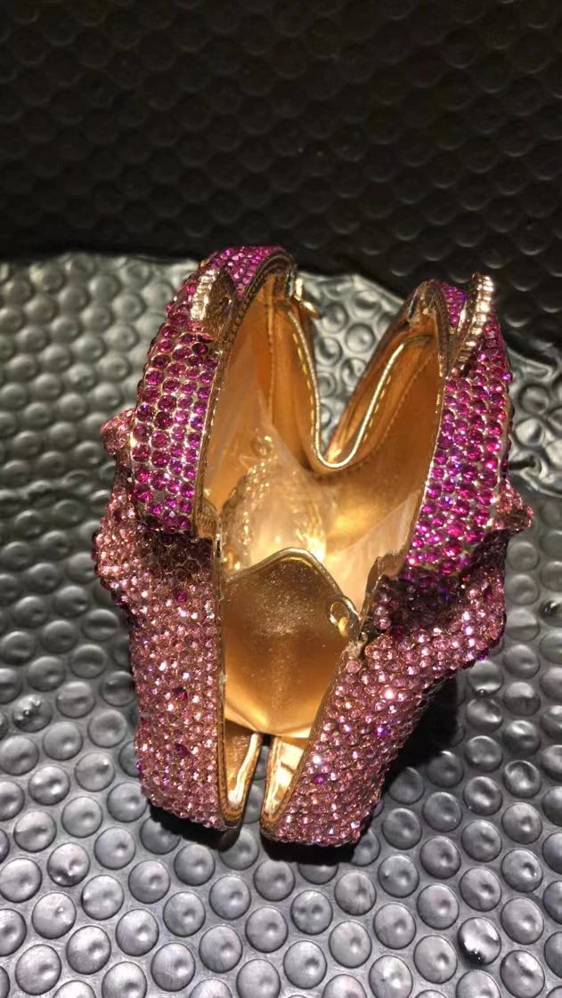 Woman Pink Blue Horse Diamond Prom Bag Cocktail Party Crystal Clutch Purse Wedding Bridal Female Rhinestone Animal Gift Handbag
