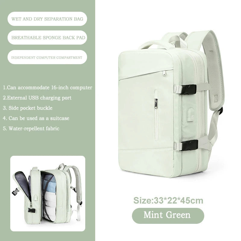 Women Backpack Laptop College Ajastable Waterproof Travel Bag Airline Expandable Large Capacity Light High Quality Backpacks USB