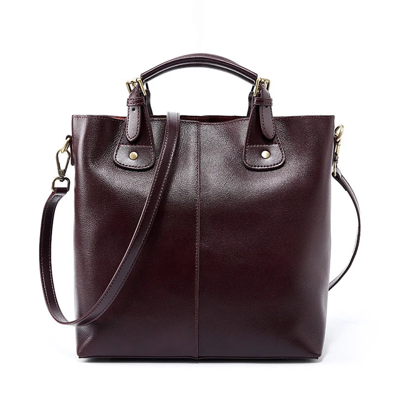 Women Bucket Bag 2024 New Vintage Luxury Genuine Leather Large Capacity Portable Crossbody Bags Commuter All-match Bolsas Mujer