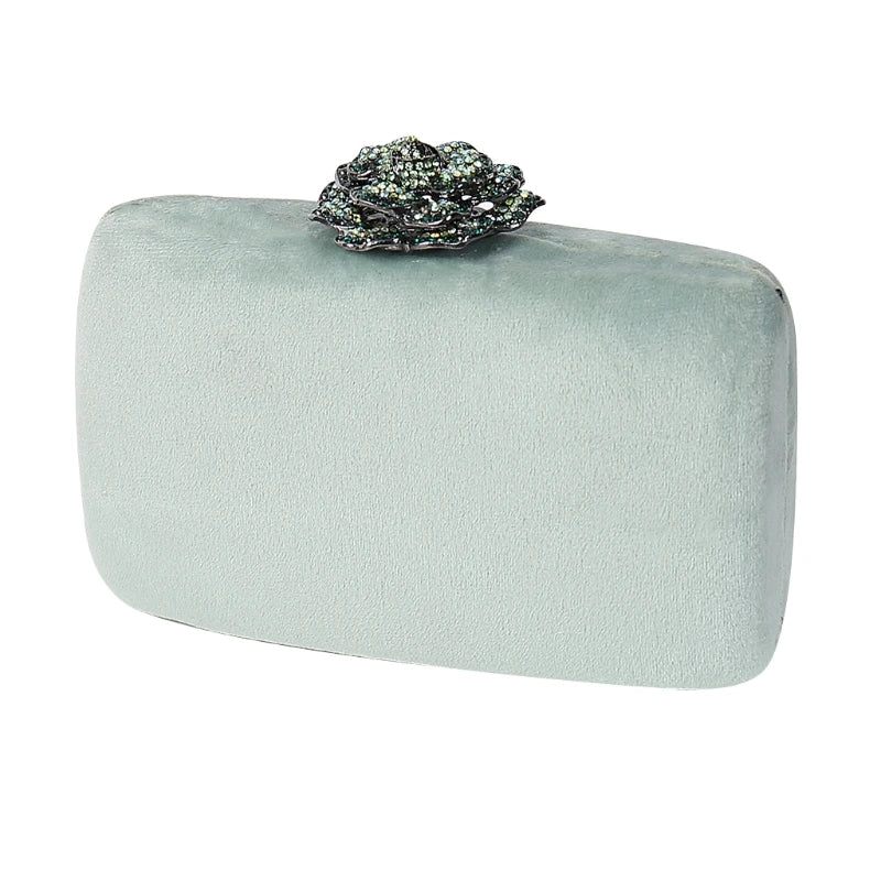 Women Fashion Evening Shoulder Bag Bridal Flower Lock Clutch Party Prom Wedding Crossbody Handbag Purse