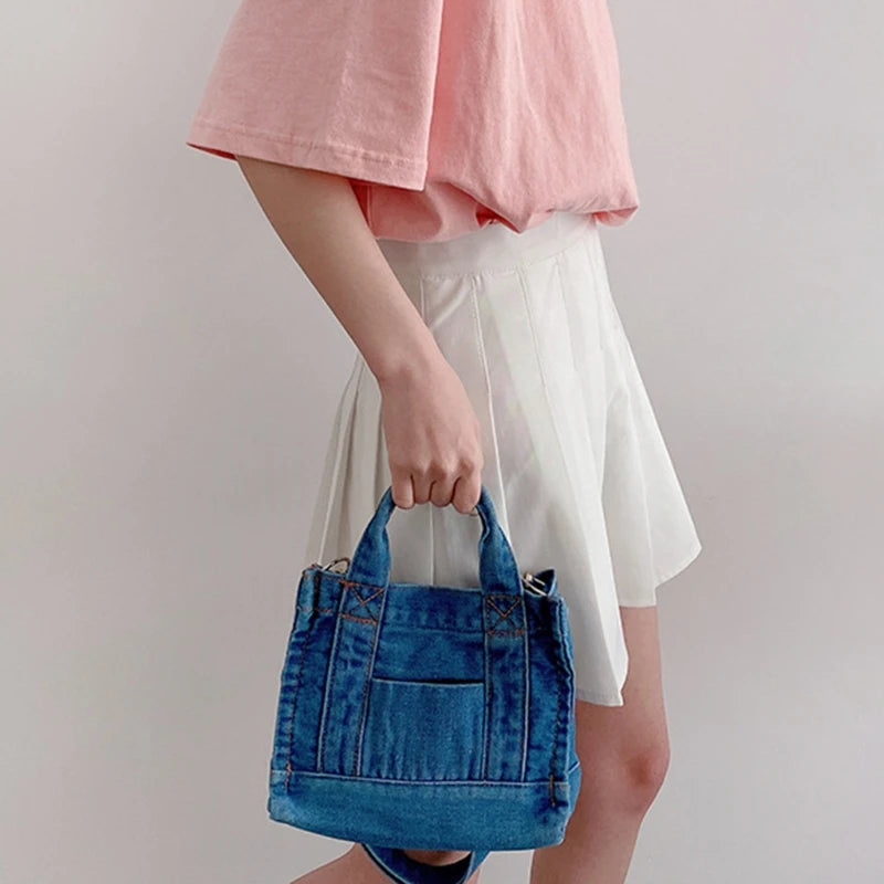 Women Girl Small Denim Handbag Shoulder Messenger Crossbody Bag Satchel Summer Tote Purse