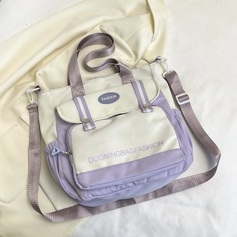 Women Handbag Large Capacity Canvas Tote Bags for Work Commuting Carrying Bag College Style Student Outfit Book Shoulder Bag