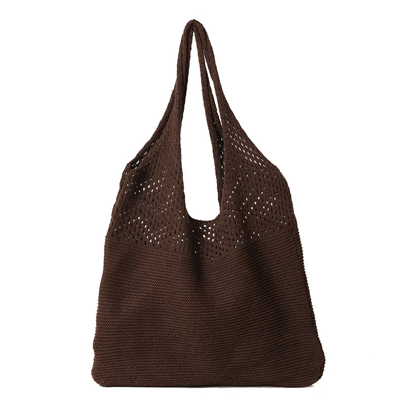 Women Handmade Knitting Weave Shoulder Bag Fashion Trend Large Capacity Handbag Lady Luxury Design Travel Totes