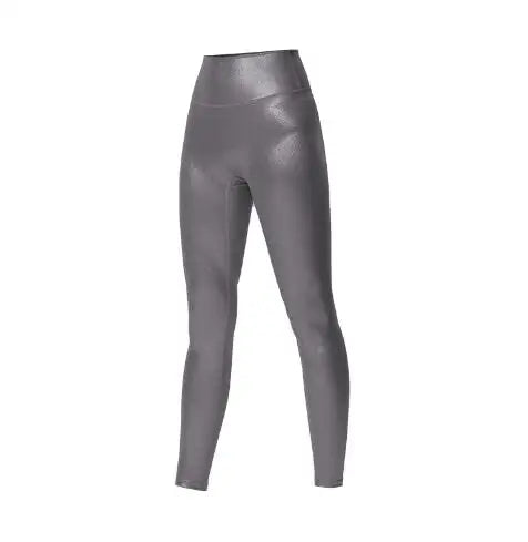 Women High Waist Pants With Sexy Tight Silver Pressed Leggings