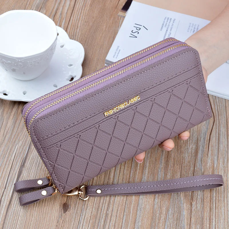 Women Long Wallet Pu Leather Card Holder Large Capacity Female Multi-function Coin Purse Clutch Money Bag Phone Wristlet Handbag