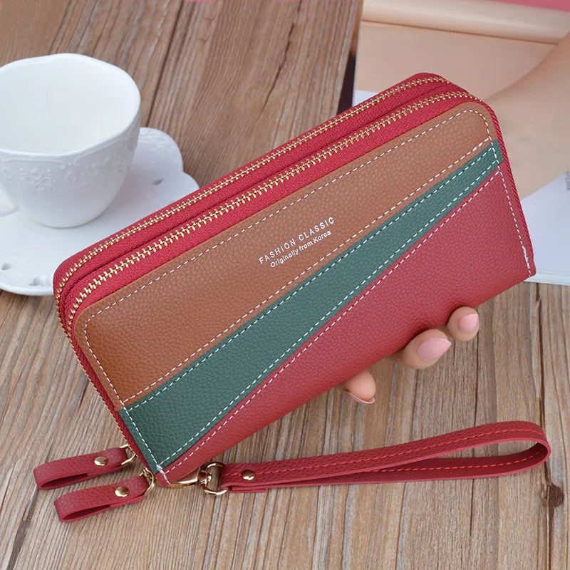 Women Long Wallet Pu Leather Card Holder Large Capacity Female Multi-function Coin Purse Clutch Money Bag Phone Wristlet Handbag