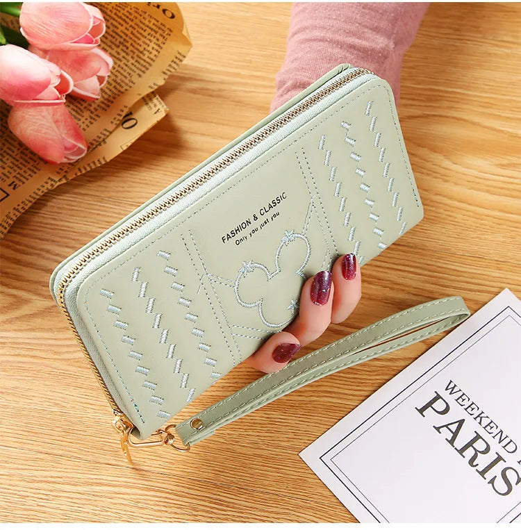 Women Long Wallet Pu Leather Card Holder Large Capacity Female Multi-function Coin Purse Clutch Money Bag Phone Wristlet Handbag