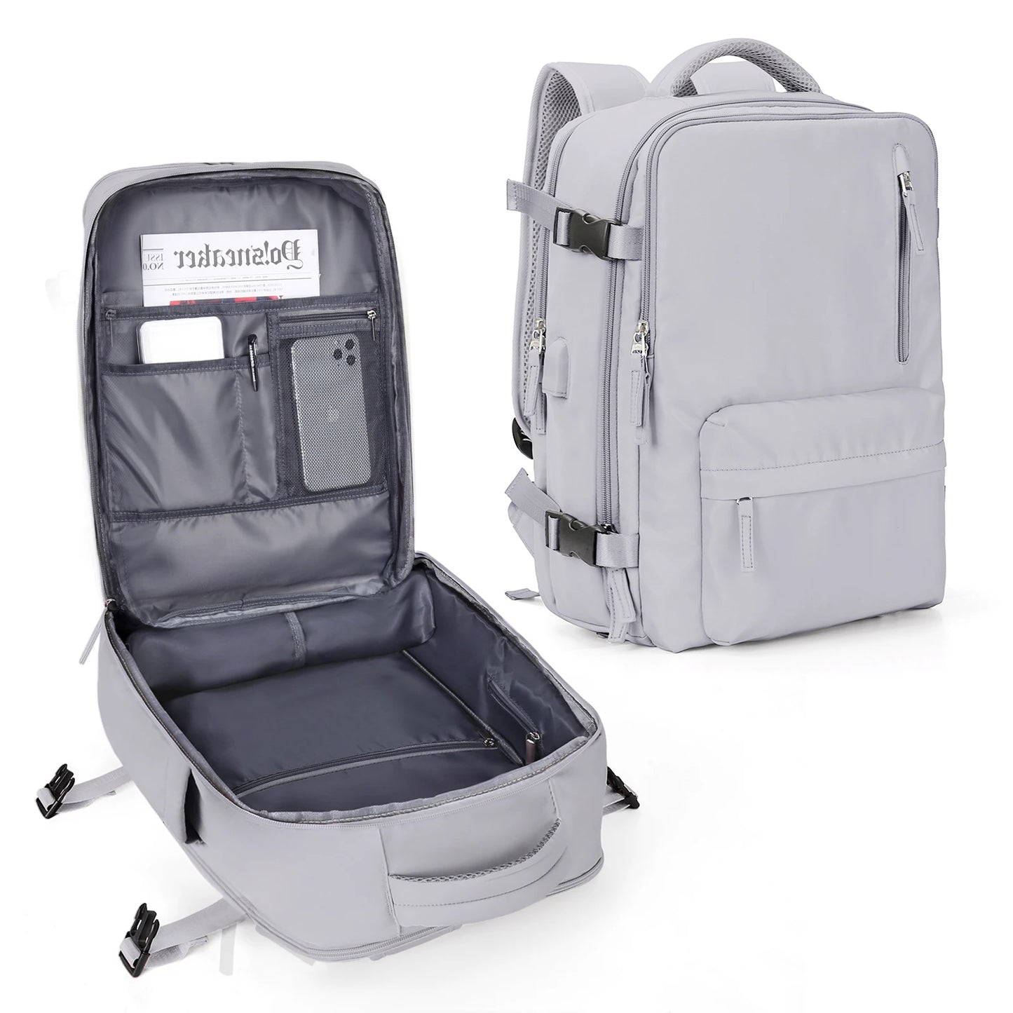 Women Men Large Capacity 15.6 16 Inch Laptop Backpack USB Charging Waterproof School Backpack Independent Shoe Bag