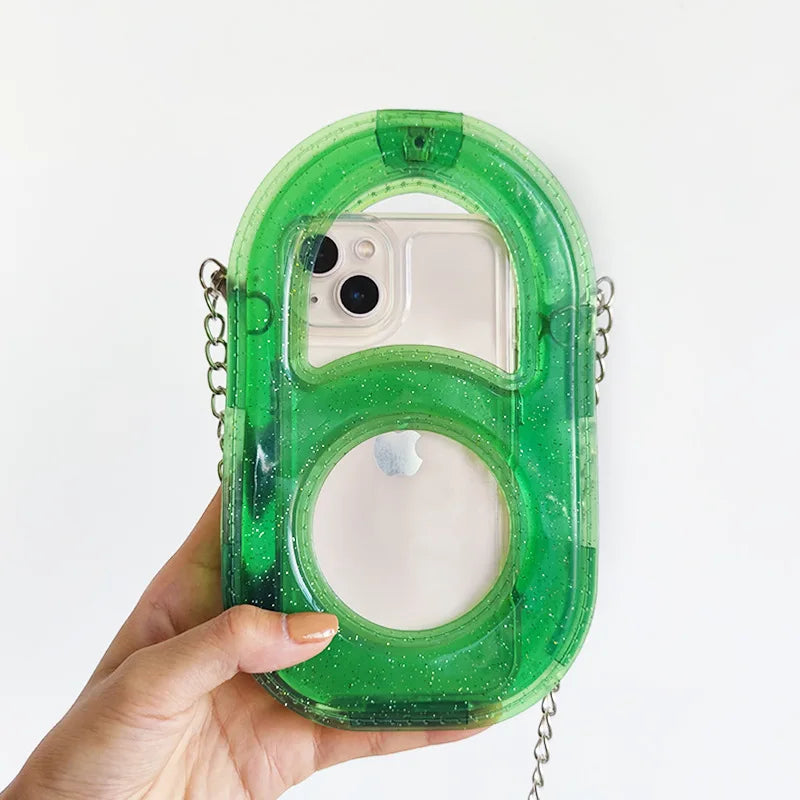 Women Mini Chain Mobile Phone Bags Fashion Transparent PVC Lady Messenger Crossbody Bags Girls Small Handbag and Purse Bolsos